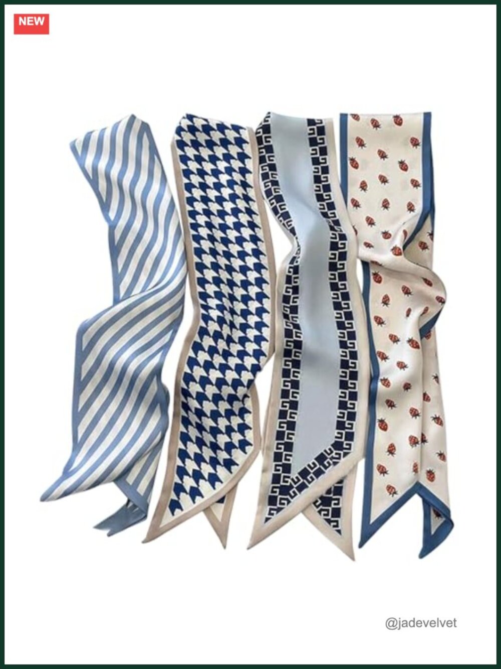 4 Pack Ladies Scarves Boho Satin Head Scarf for Hair Bag Neck Wrap